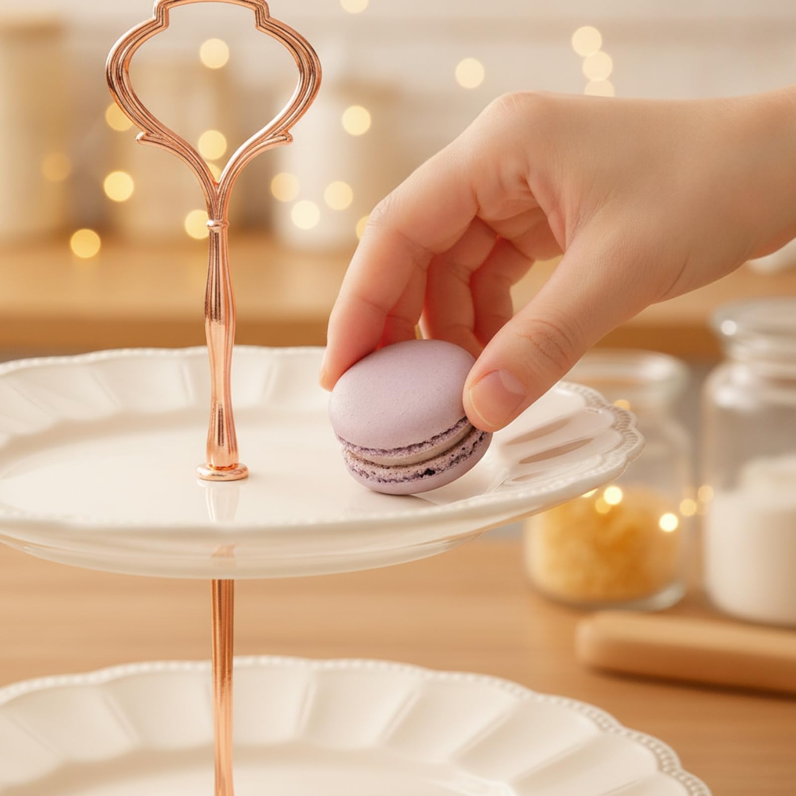Expositor Postres Dos Niveles | Estable, Soporte para Postres con Platos Cerámica, corativo, Vajilla, Fiestas, Plato