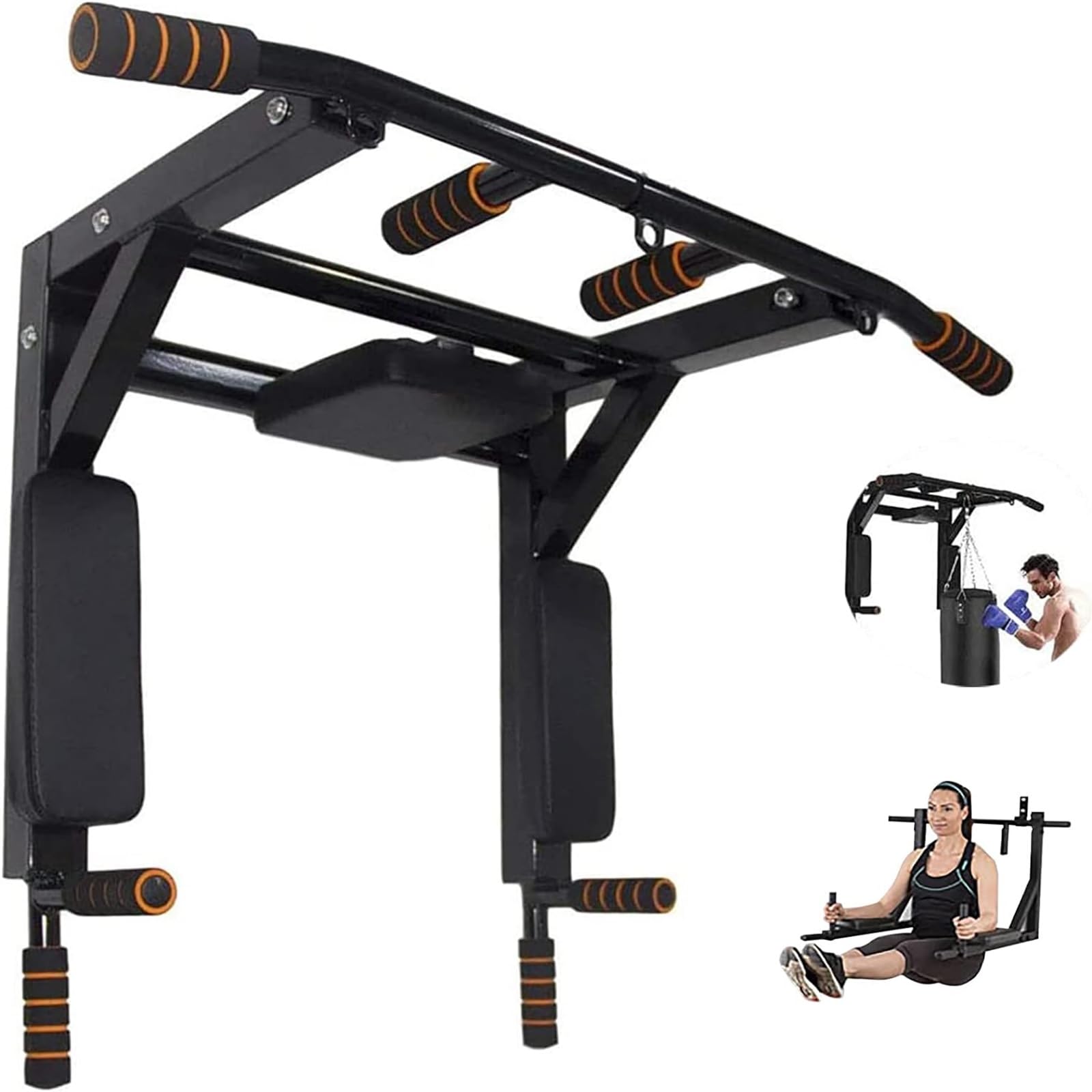 Multifunctional 2in1 Multi Pull Chin Up Bar Wall Mounted Home Gym Exercise Dips Upper Body Fitness Workout Station