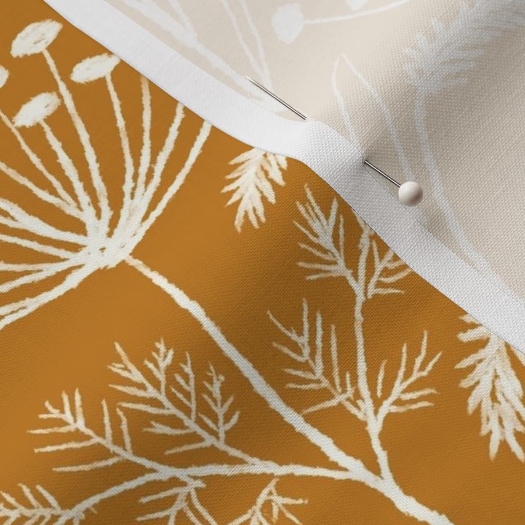 Spoonflower Fabric - Country Simple Dandelion Mustard Boho Floral Printed on Petal Signature Cotton Fabric Fat Quarter - Sewing Quilting Apparel Crafts Decor