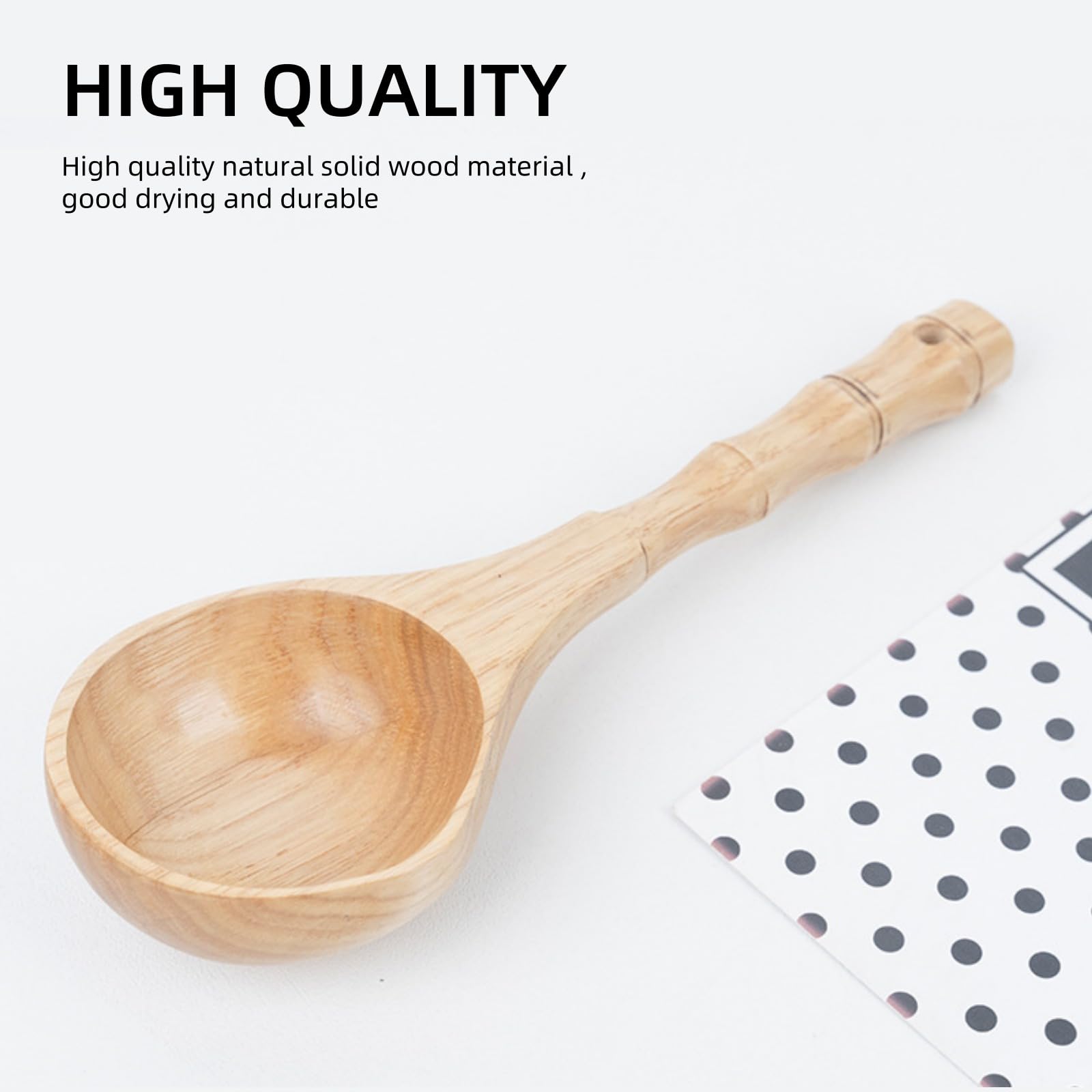 Wooden Soup Ladle – 25cm Long Natural Wood Scoop With Hanging Loop, For Serving, Sauna & Cooking