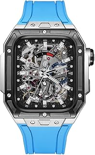 CNHKAU Kit de modificação de estilo mais recente, capa de fibra de carbono, para Apple Watch Band Ultra 8 7 6 SE 5 4 Kit de modificação de metal, para IWatch 45MM 44MM Fluororubber pulseira de relógio (cor: P, tamanho: 45mm)