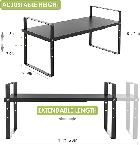Miniatura 10 de Estante organizador expandible para gabinete estante apilable para encimera de cocina estante de almacenamiento de despensa de altura ajustable