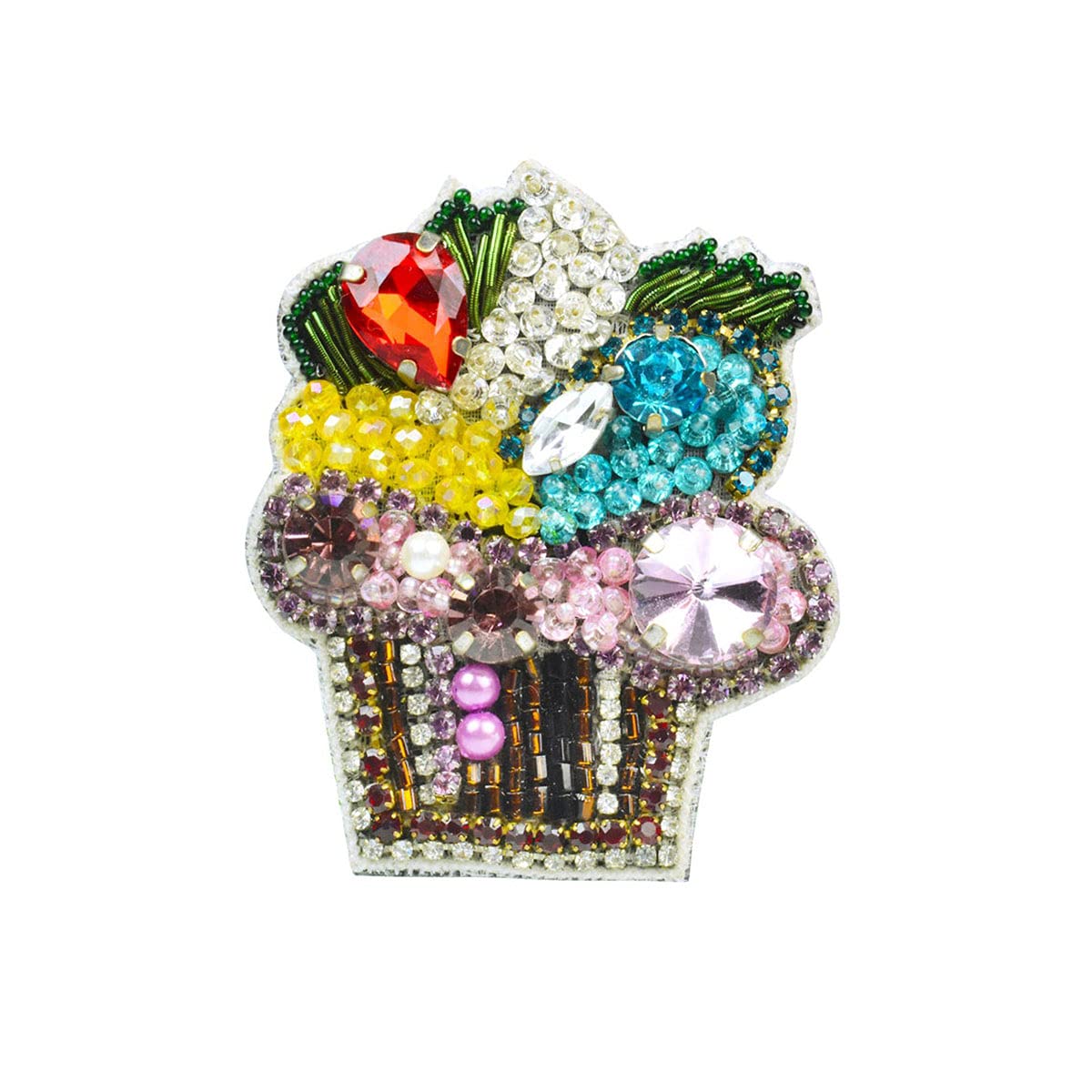 Embroiderymaterial Handmade Crystal Rhinestones Cup Cake Shape Brooch Pin Jewelry For Women -1 Piece (B09B2BL1HL) Amazon Price History, Amazon Price Tracker