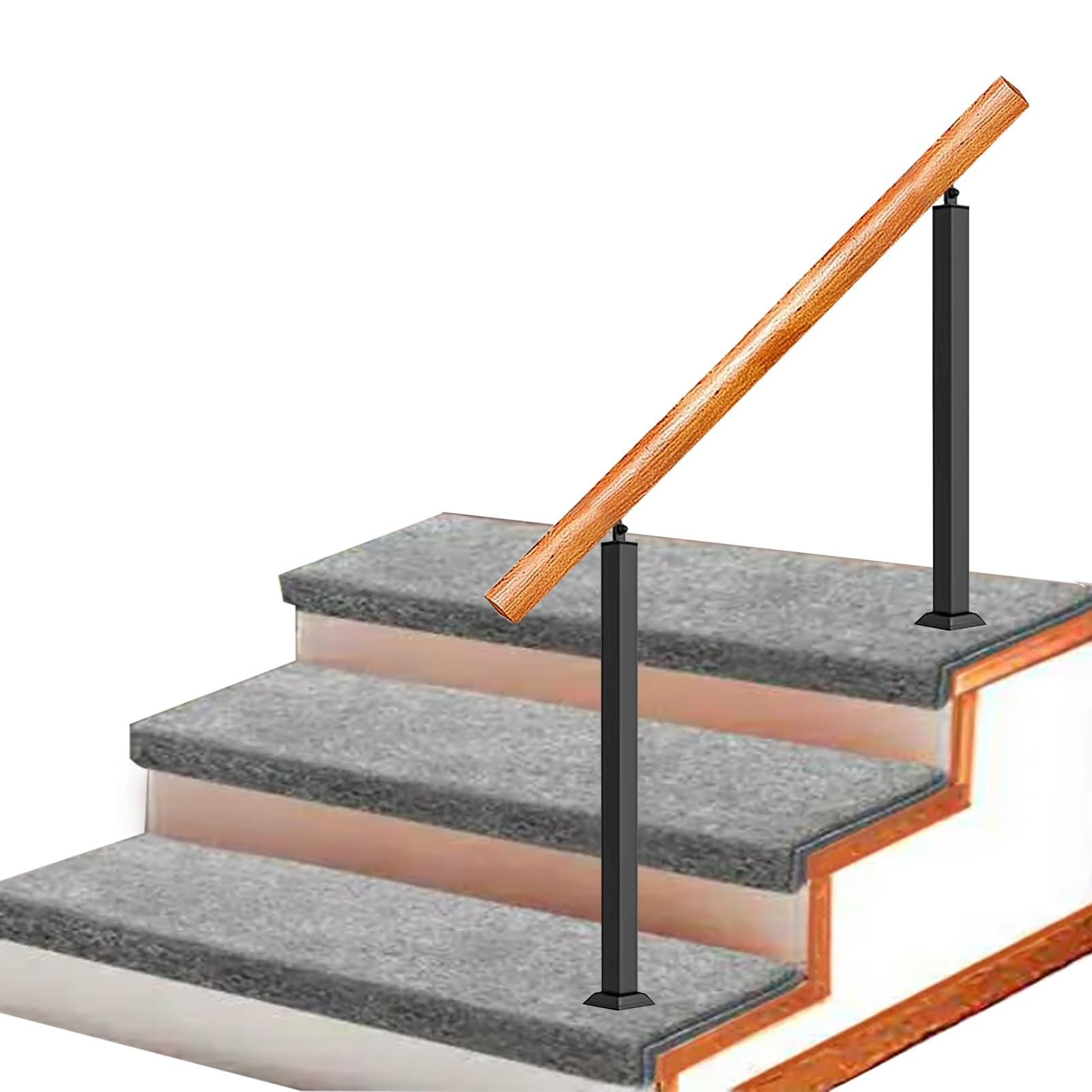 Barandilla ajustable de madera para escaleras de exterior y porche de entrada familiar