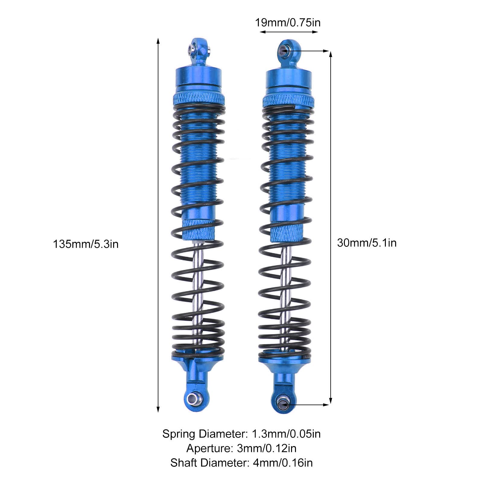 RC Set, 4PCS Aluminium Alloy RC Spring Damper RC Front and Rear for LOSI 1/8 (Dark Blue)