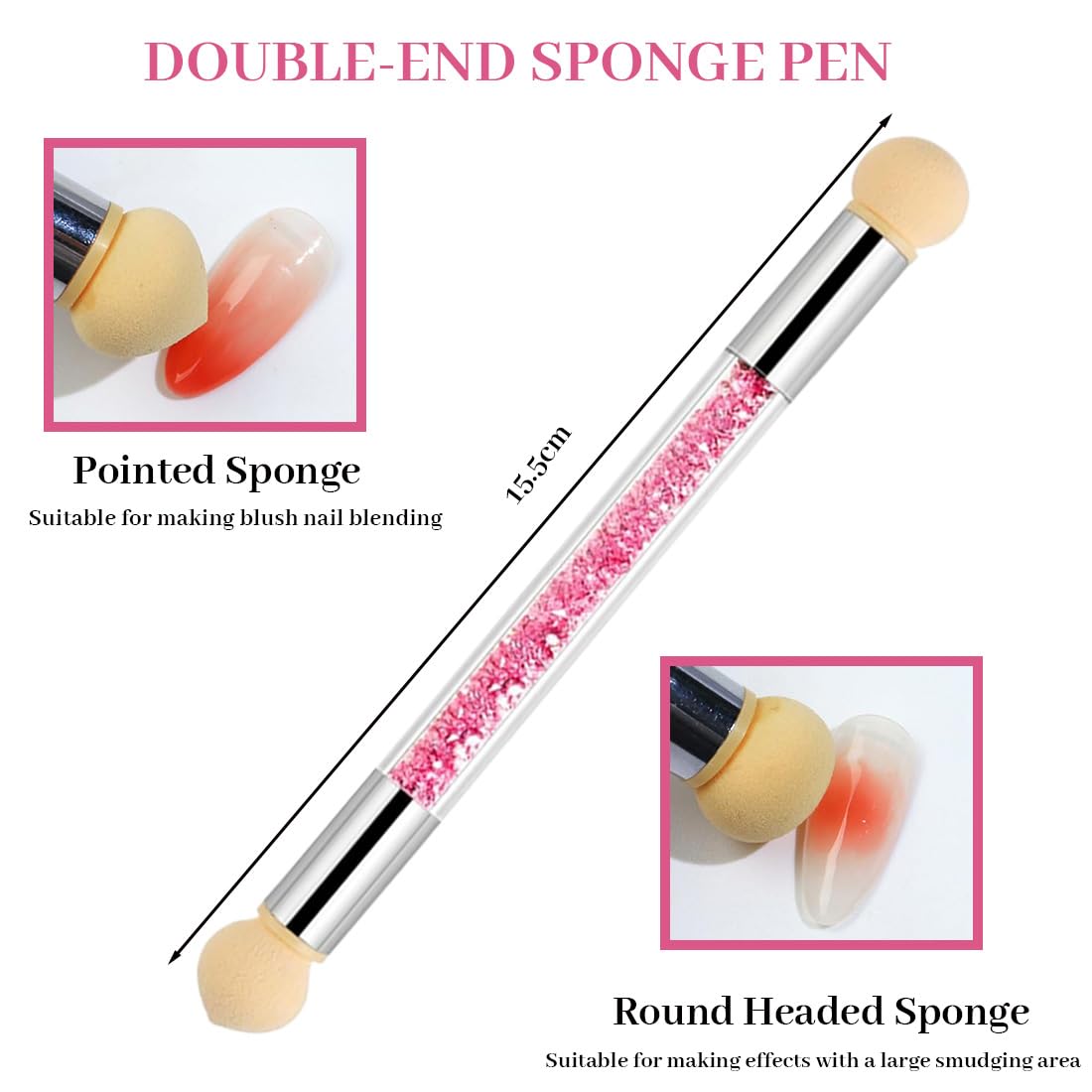 5 Piezas Pincel para Arte de Uñas Nail Art Brush con 1 Cepillo de Esponja, Doble Punta Pinceles Set, Pintura Dibujo Línea Herramienta para Desenho Fino das Uñas, UV Decoración de DIY Nail Art Designs
