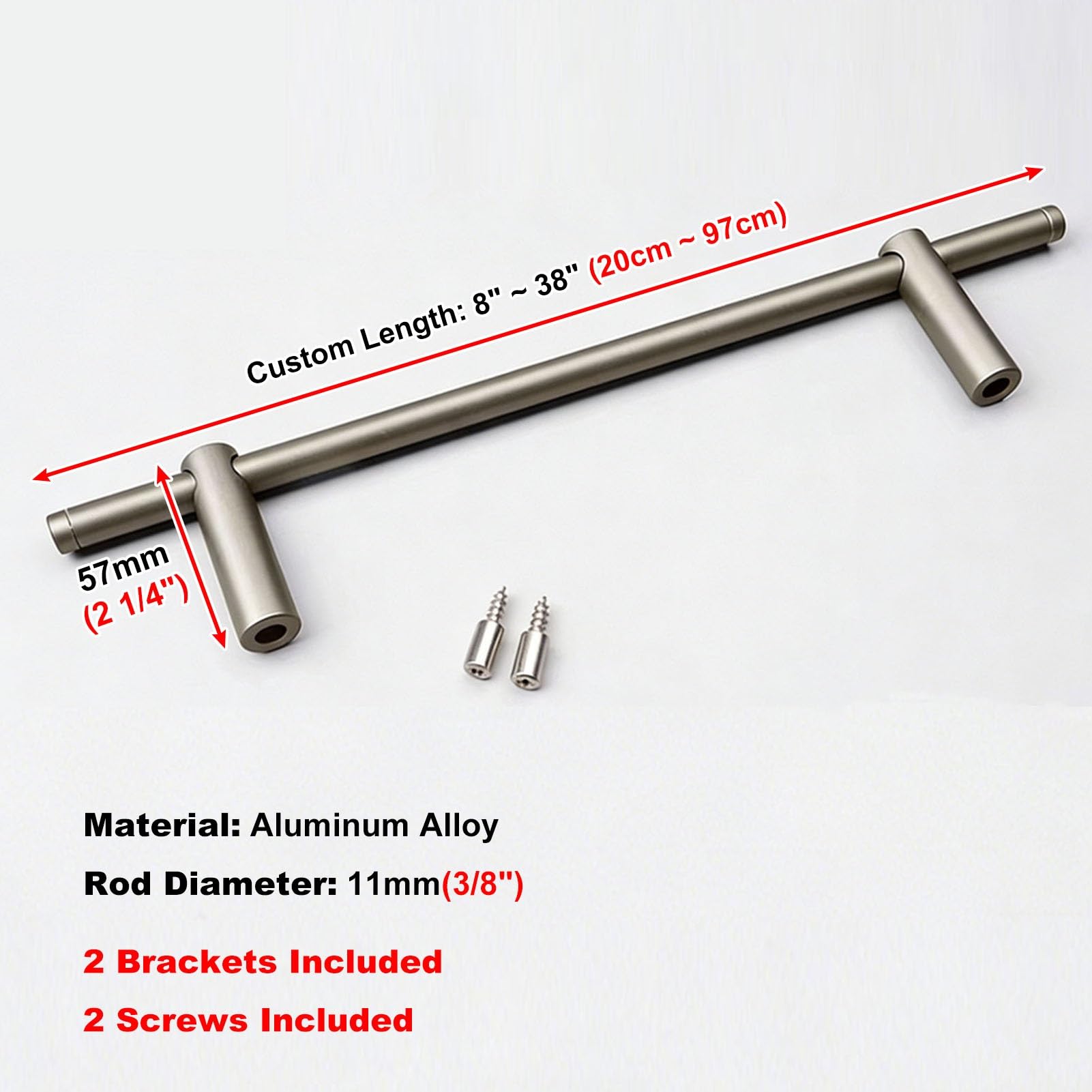 Barra Protezione Mensola Asta di Sicurezza Antiribaltamento per Scaffali in Alluminio, Ringhiera Protettiva Decorativa per Scaffali Espositivi (con Ferramenta)(Brushed Gold,11" (28 cm))