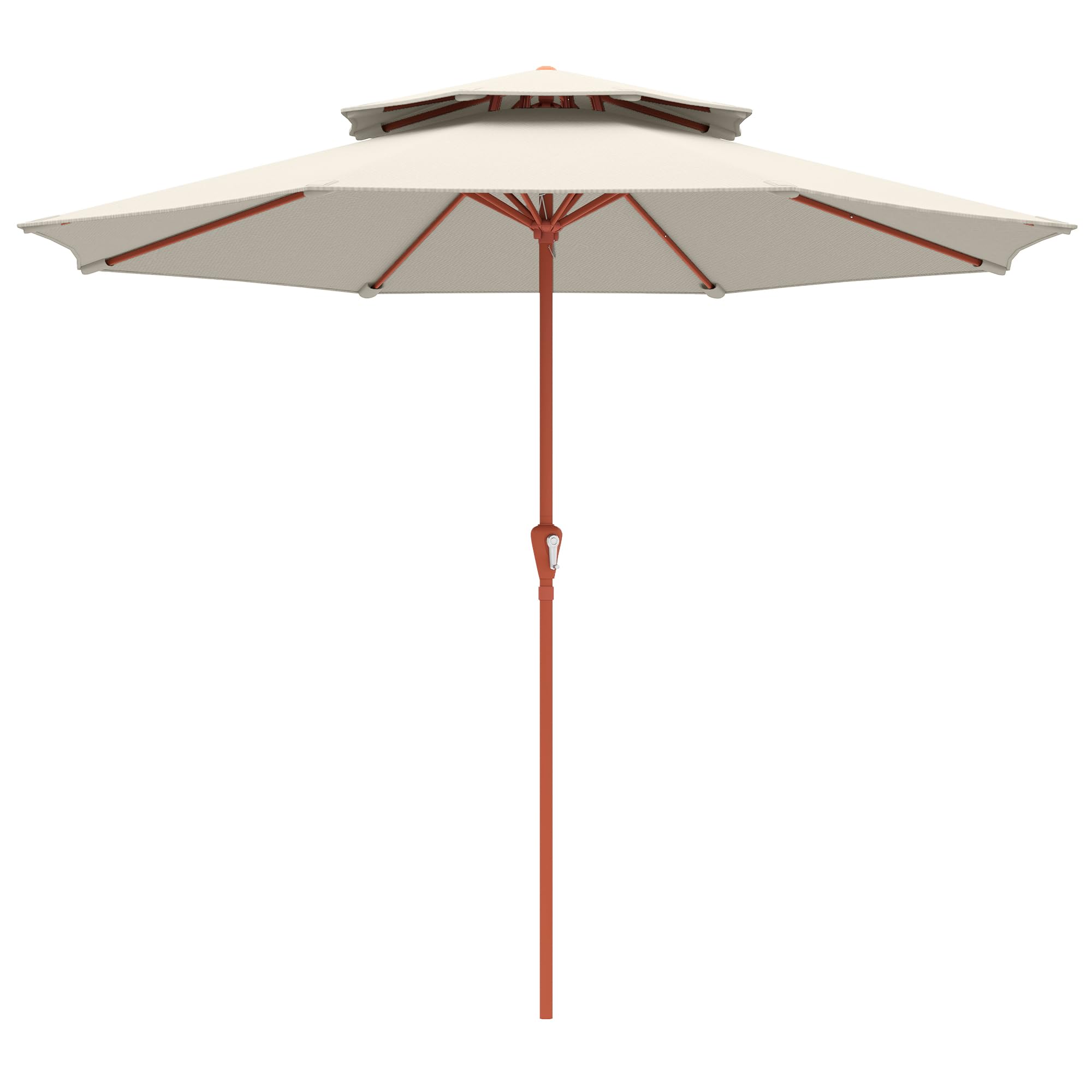Outsunny Patio Umbrella Cream Metal Double Top 104" x 104"