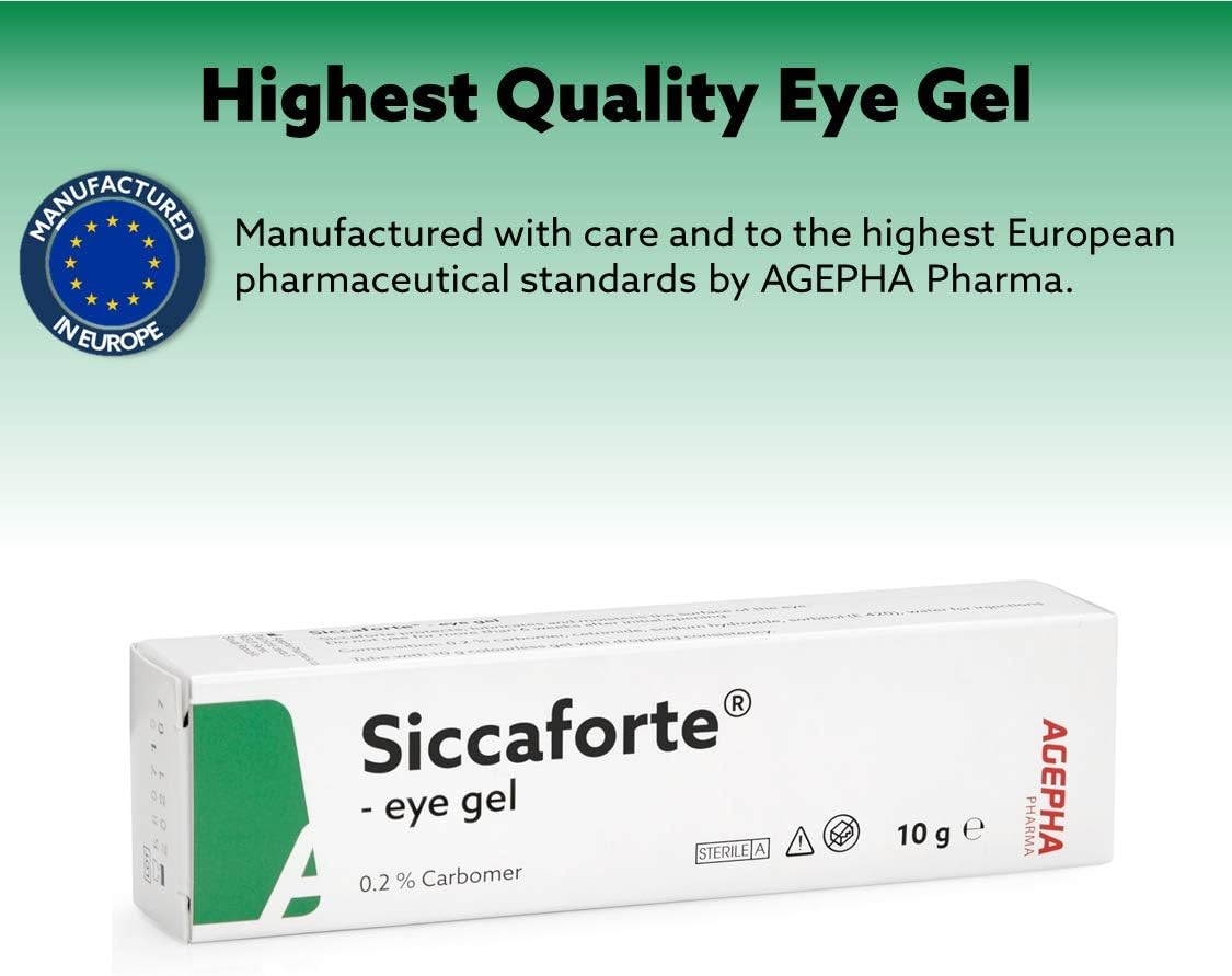 Siccaforte Eye Gel for Dry Eyes | Intensive Dry Eye Gel with Carbomer |Smooth, Moisturising and Healing for Fresh Eyes | Soothes Irritated and Sore Eyes | Suitable for Day Time Use (Pack of 1) : Beauty & Personal Care