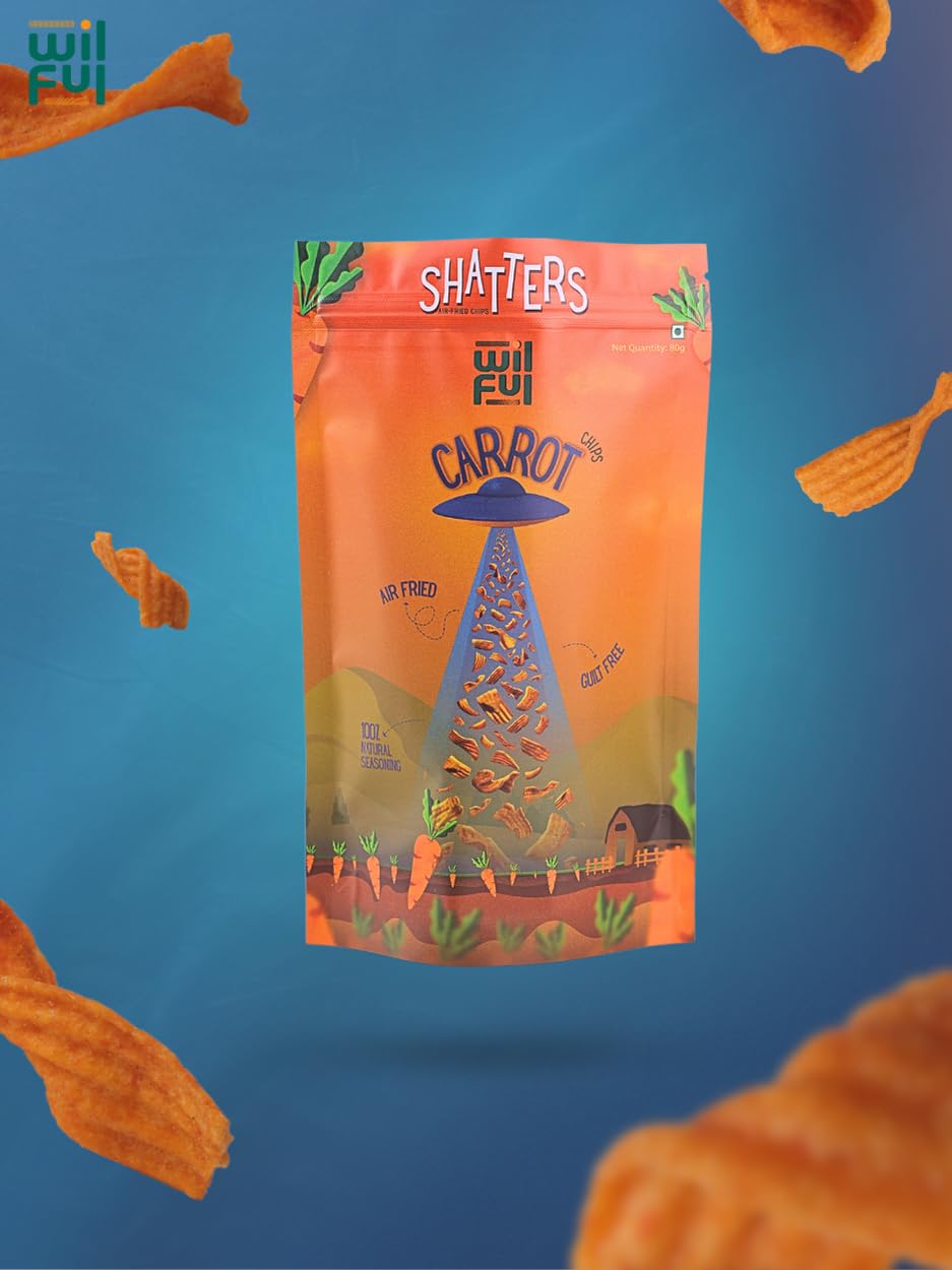 Wilful Shatters Air-Fried Carrot Chips, 80g, Natural Seasoning, No Additives 1
