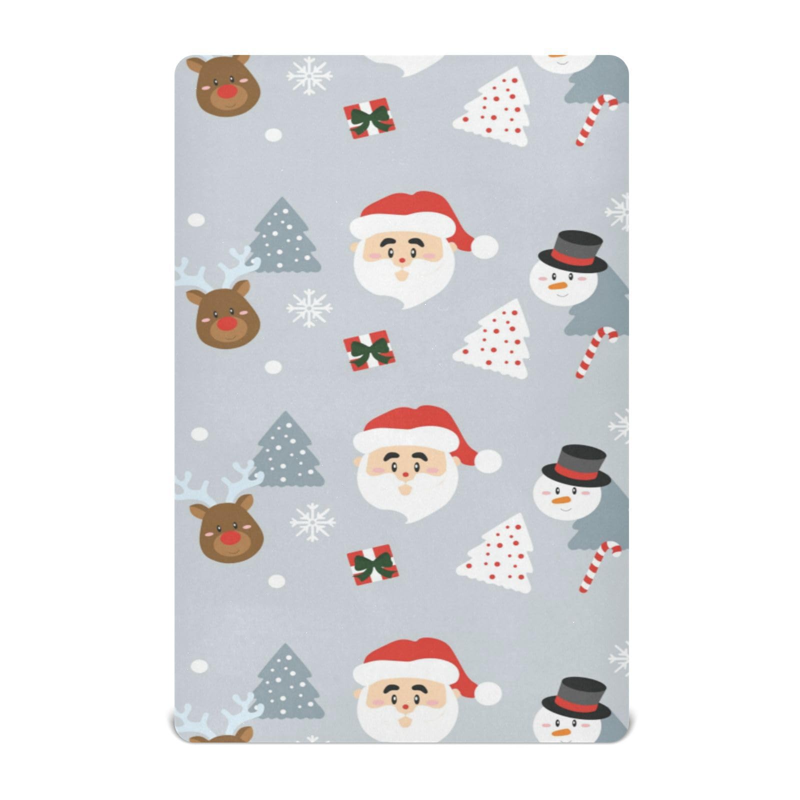 Moudou Christmas Santa Claus Playard Sheet for Boy Girls, Soft Breathable Fitted Toddler Sheet for Standard Playard Bed Mattress, 39 x 27 x 5 Inch