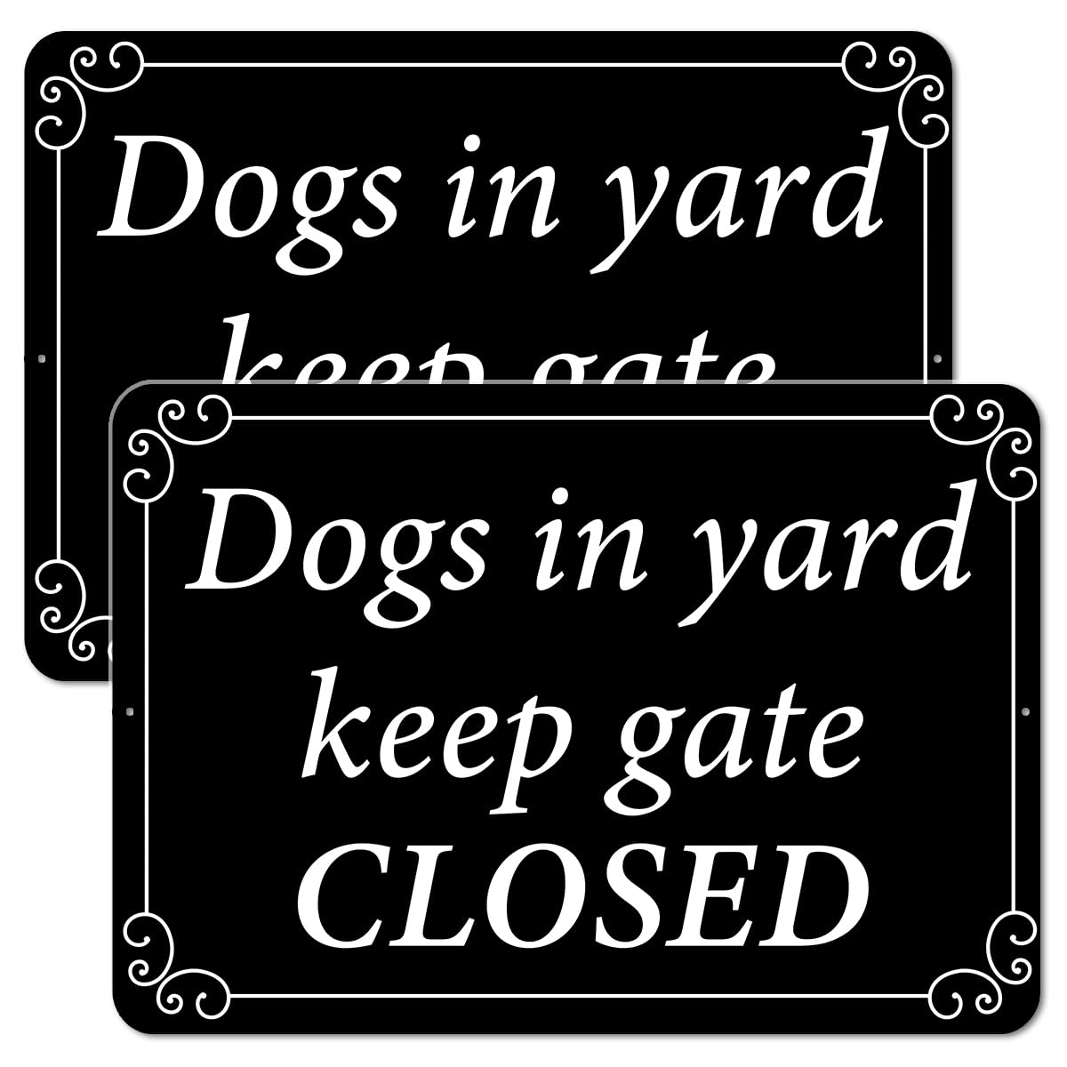 DIMARONGTON 2 PC Dogs in Yard Keep Gate Closed Sign - 10x7 Aluminum Dogs on Premises Sign Please Keep Gate Closed Sign - Close the Gate Dog on Property Sign