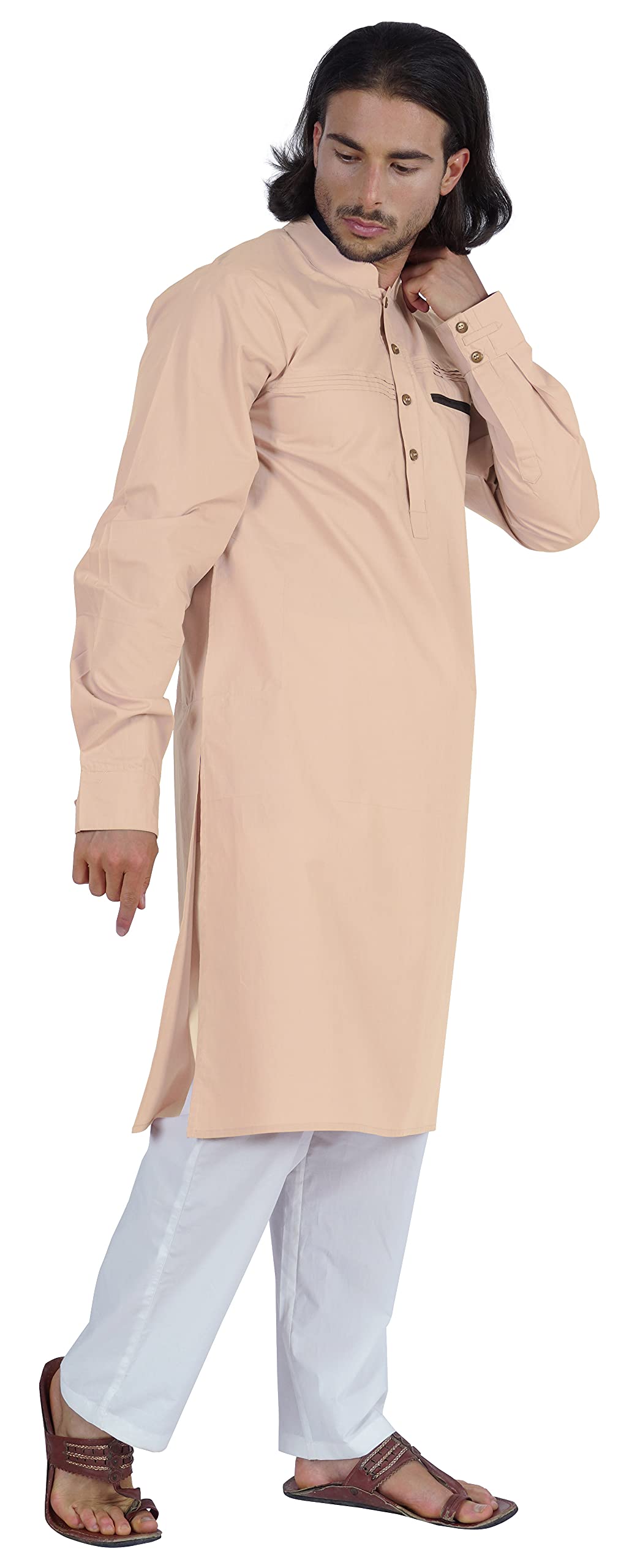 Atasi Herren Henley Welt Tasche Lange Kurta Feste Indische Ethnische Kleidung Für Männer