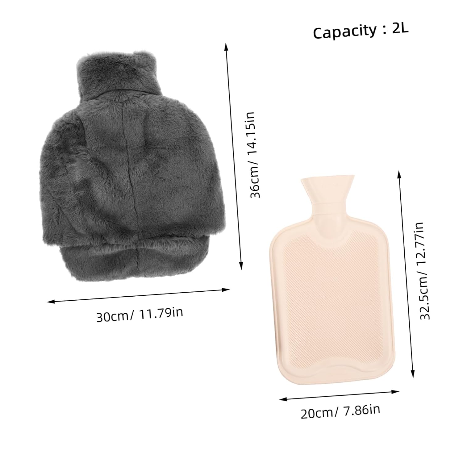 Vaguelly Warm Water Bag with Plush Cover Refillable Hot Water Bottle for Cozy Feet for Comfort to Clean and Maintain