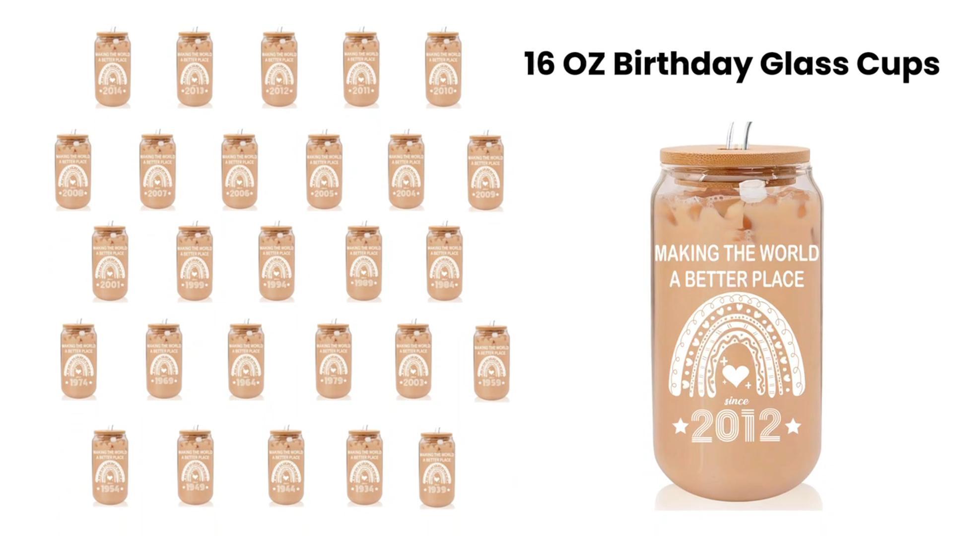 TAGDANK 17th Birthday Glass Tumbler – 16 Oz, White, Personalized 2008-17 Theme Gift