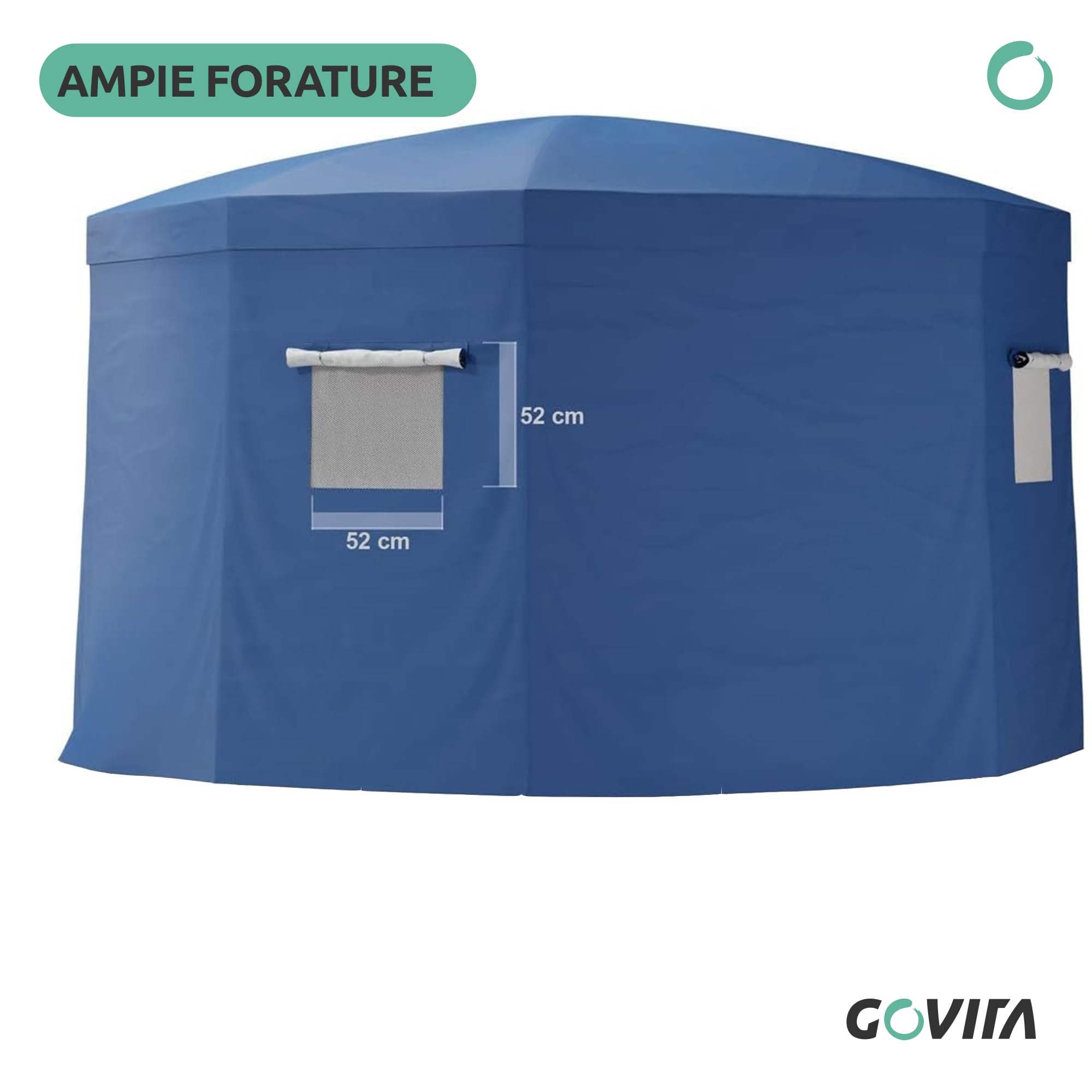 GOVITA Tenda per Trampolino 250 cm con Rete, Copertura Parasole e Antipioggia, Tetto Impermeabile UV per Trampolino da Giardino, Gazebo Trampolino per Bambini, Protezione Sole, Vento e Pioggia | Traspirante ed Impermeabile