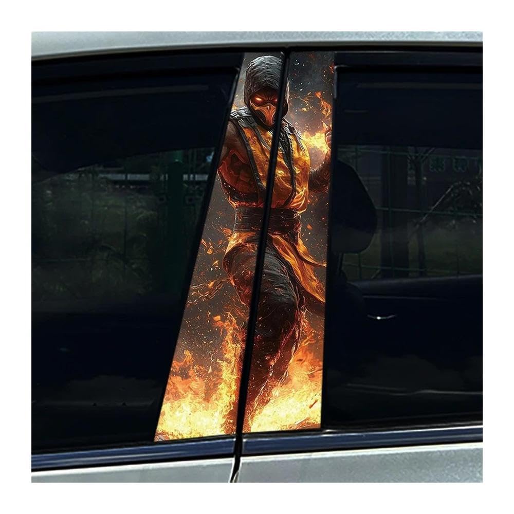Body Parts 2PCS Car Center Pillar Sticker Lightning Raiden Thunderstruck B Pillar Protective Film Decoration(C)