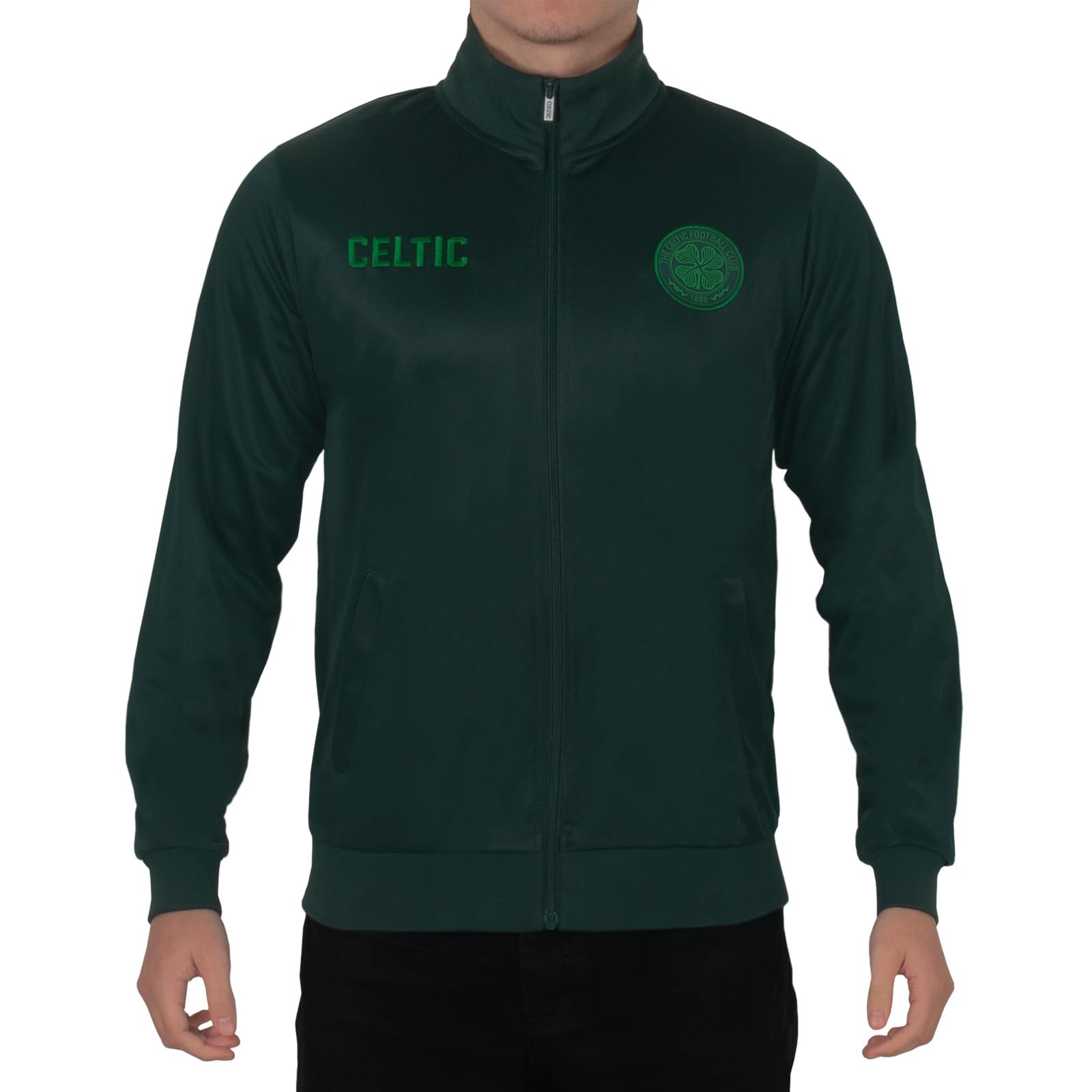 Celtic FC Official Football Gift Mens Retro Track Top Jacket Green Medium