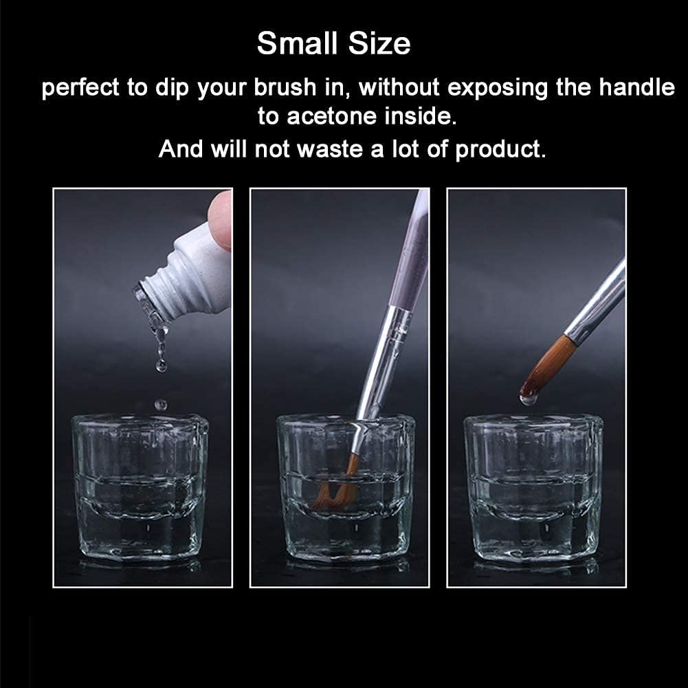 NAILWIND Dappen Dish Cups for Nail Art Acrylic Liquid Clear Glass Nail Monomer Liquid Bowl Dampen Dish Powder Holder, Acrylic Glass Jar for Nails pack of 1 2