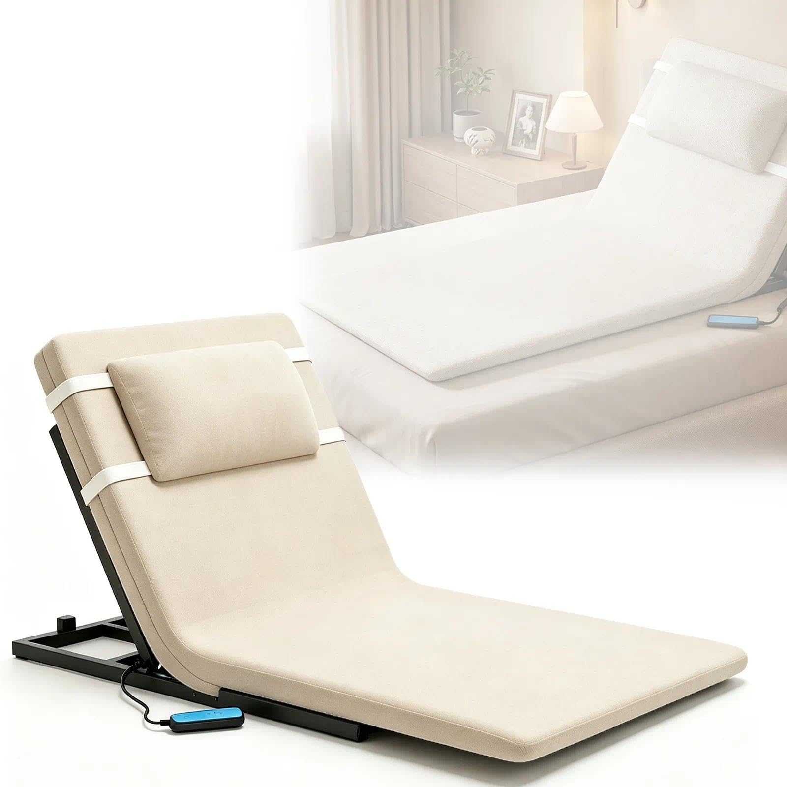 Ayuda De Espalda Ajustable Para Personas Mayores Y Discapacitadas(Crema) | Soporte para el cuello la cabeza y la zona lumbar