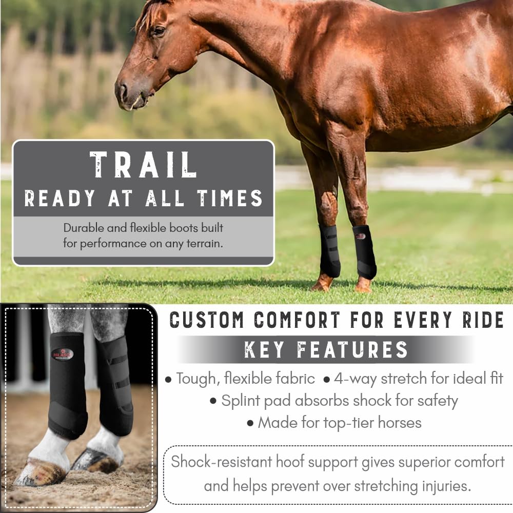 HILASON L M S - Botas deportivas de pata trasera delantera y trasera de caballo, paquete de 2 | Paquete de 4 | Botas de pata de caballo | Botas de salto de caballo | Botas deportivas para caballos
