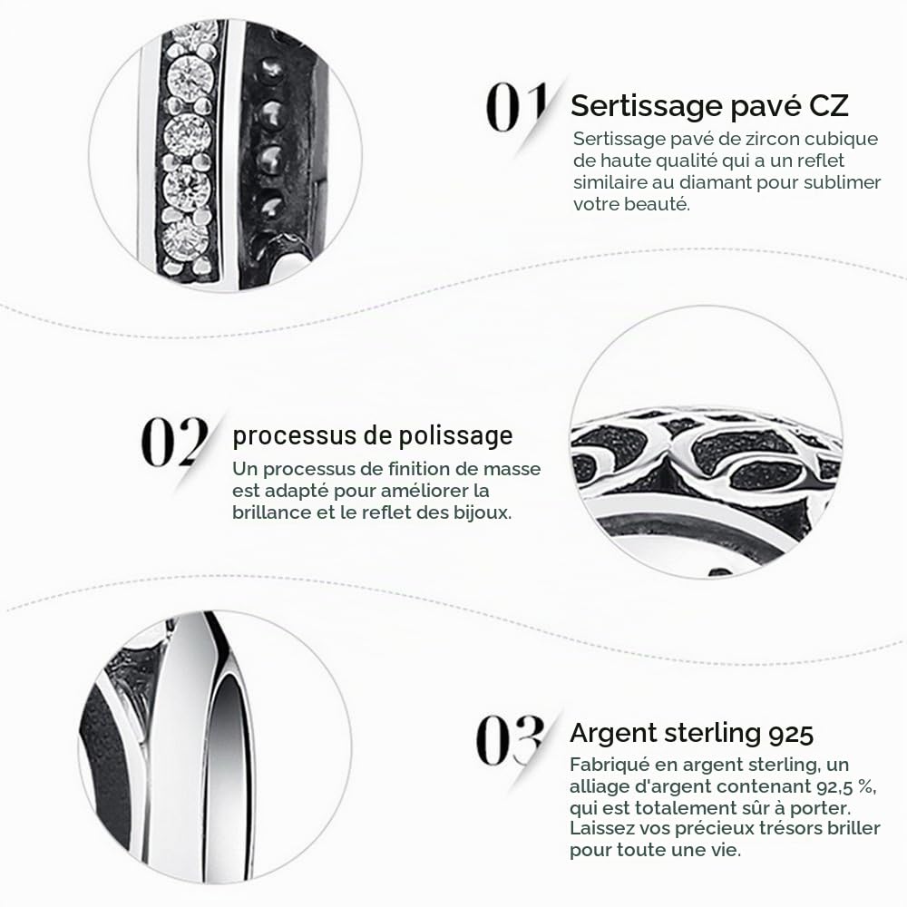 NINGAN Argent Sterling 925 Charme Lettre de l'alphabet Femmes Pearl Charms avec 5A Zircone Compatible pour Européen Bracelets