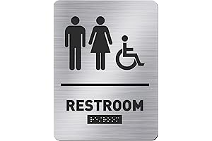 Oudain All Gender Restroom Sign Braille Unisex Bathroom Door