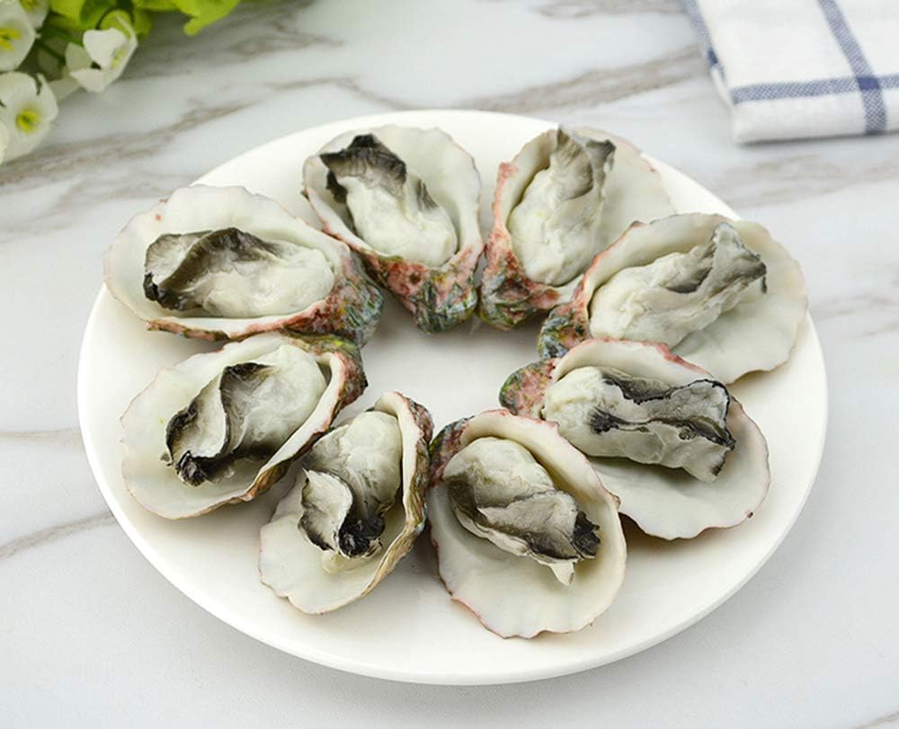 Mellsunny 8Pcs Artificial Oysters Fake Shellfish Seafood Model Simulation Oysters Prop Food Sample Display for Kitchen Home Party Decorations