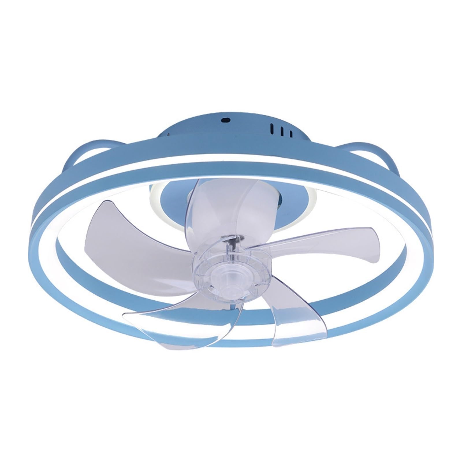 ERETYRET Ceiling Fan Lamp Integrated Bedroom Silent Simple Living Room Restaurant Zhongshan Quiet Cooling(Blue)