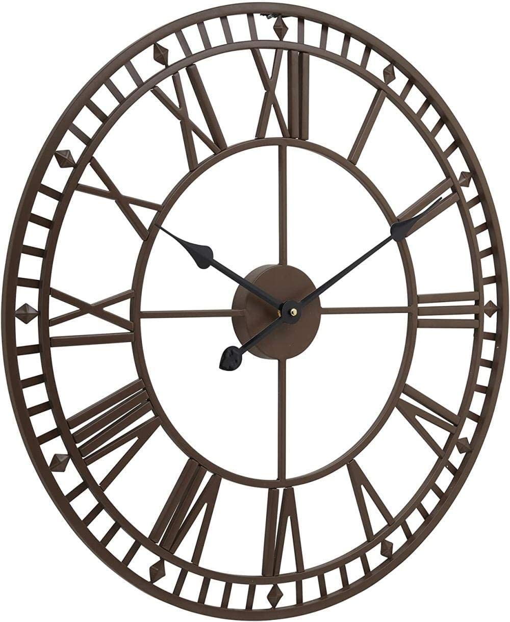 XJBTBA Orologio da Parete da Giardino per Esterni, Grande, Resistente alle intemperie, con Numeri Romani, Diametro 60,3 cm x Altezza 4 cm (Bronzo), Marrone