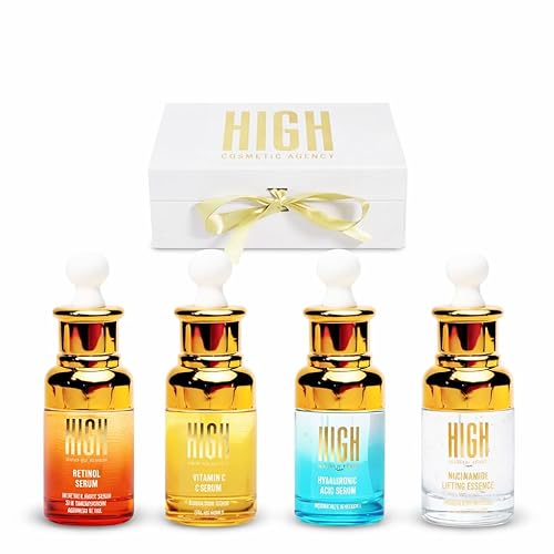 HIGH - Elixir Quartet Set - Suero incluye vitamina C, retinol, ácido hialurónico y niacinamida, antienvejecimiento, aclaramiento de la piel,