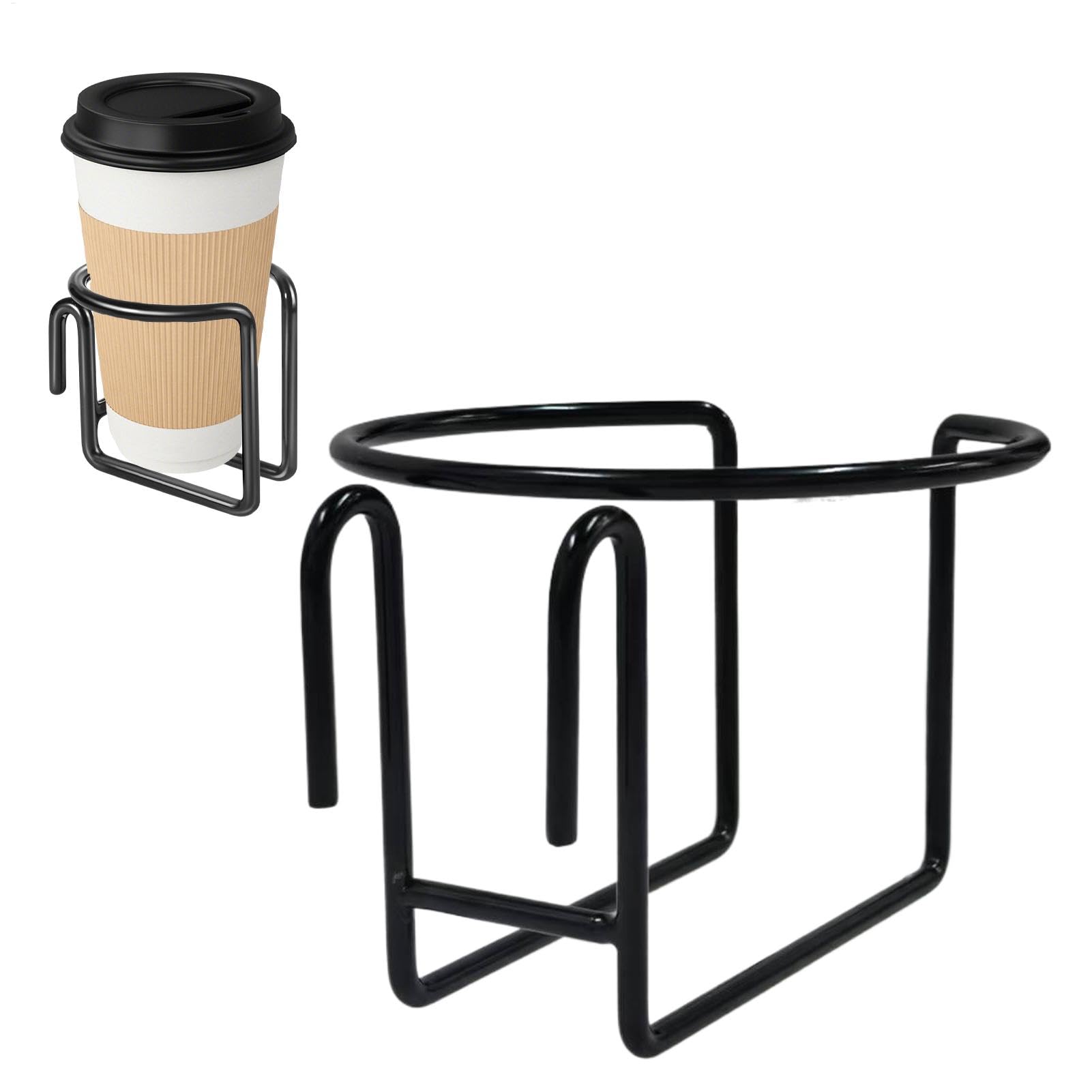 Yidueace Shopping Trolley Drink Holder - Metal Cup Holder for Drinks, Pram Organiser, Drink Clip on Mobile Cart Accessories for Coffee Tumbler Sport Water