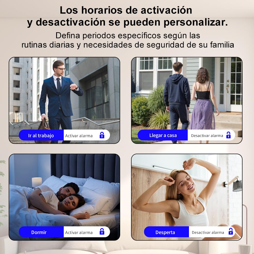 Sistema de Alarma para casa con WiFi + 4G gsm, Kit Alarma casa sin cuotas, notificaciones por App, Llamadas y SMS, Ampliable inalámbrico Compatible con Alexa y Google Assistant (ZZ)