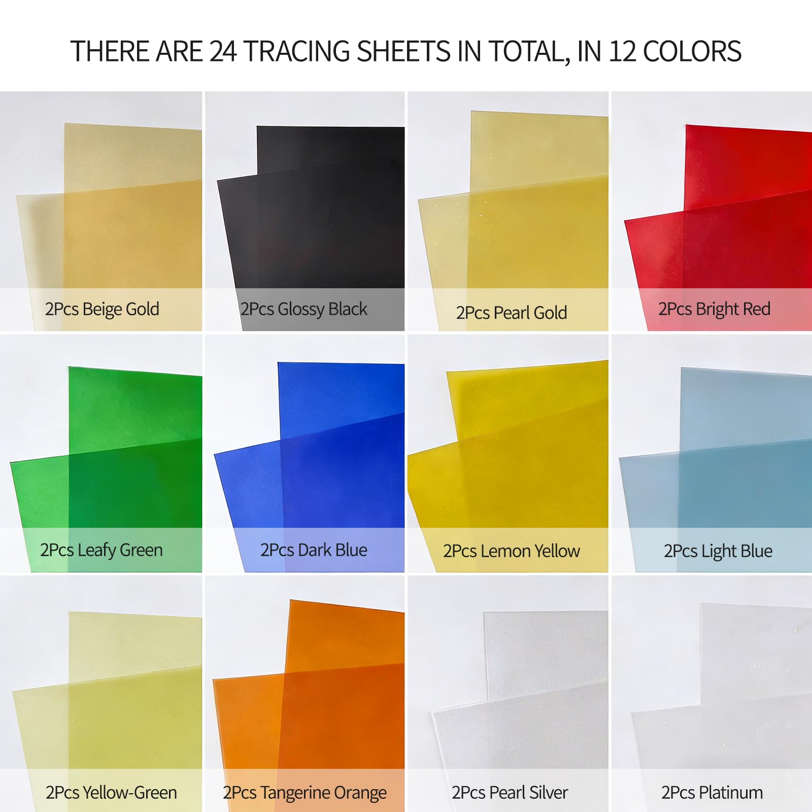 CHALVIOR 24x Papier Calque Couleur A4, 100g/m², 210x297mm, 12 Couleurs différentes, Papier Vitrail de Qualité, Couleurs Vives, pour Travaux Manuels, Lanternes, Impression, Dessins, Loisirs Créatifs
