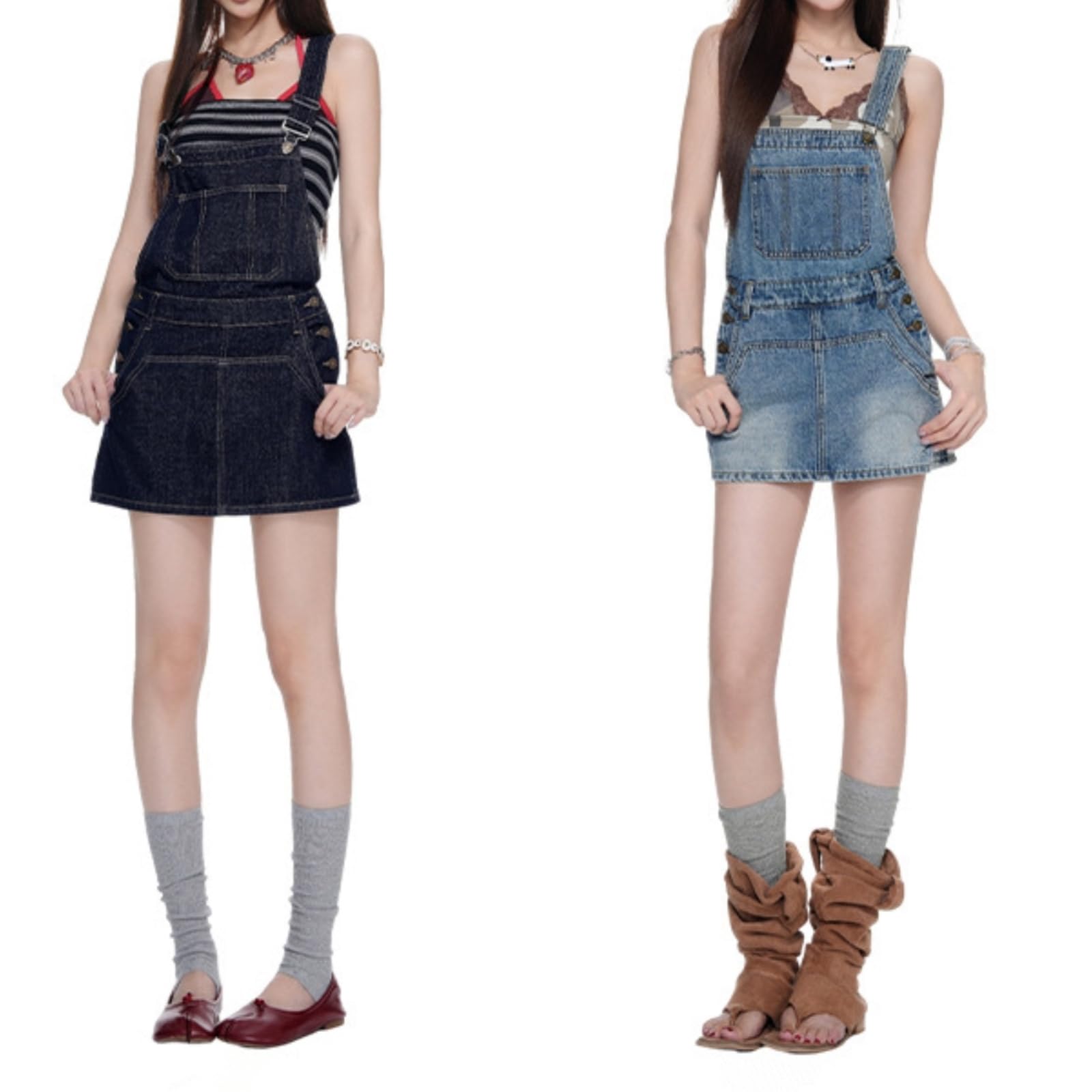 Latzhose Damen Kurz Geschnittene Jeans Im Vintage-Look Mit Lockerem, Weitem Bein Und Bequemer Passform – Ideal Für Alltag Und Reisen
