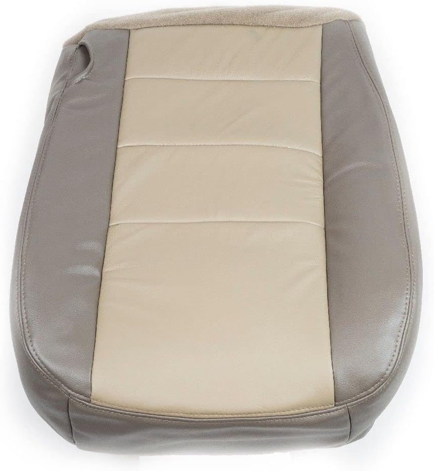 2002 to 2004 for for Ford Excursion 2-Tone Tan Leather Driver Bottom Seat Cover + Foam