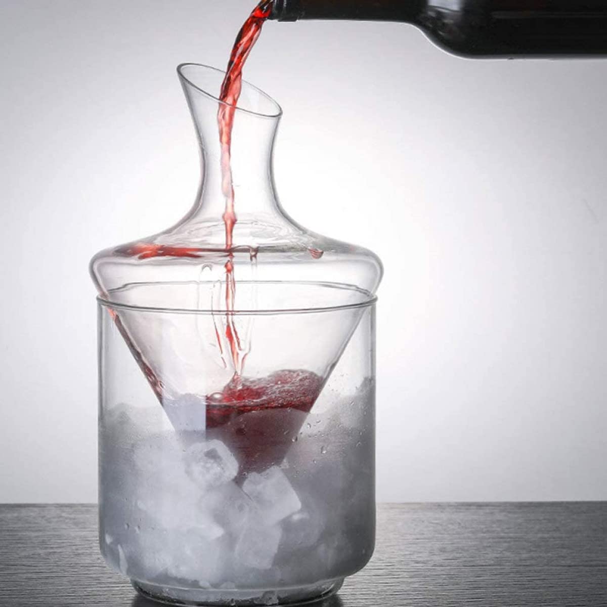 Weindekanter Kühler Set mit Eiskübel Kühler Glaskaraffe Rotweinentlüfter für Rot- und Weißweinzubehör Cocktails und Barzubehör