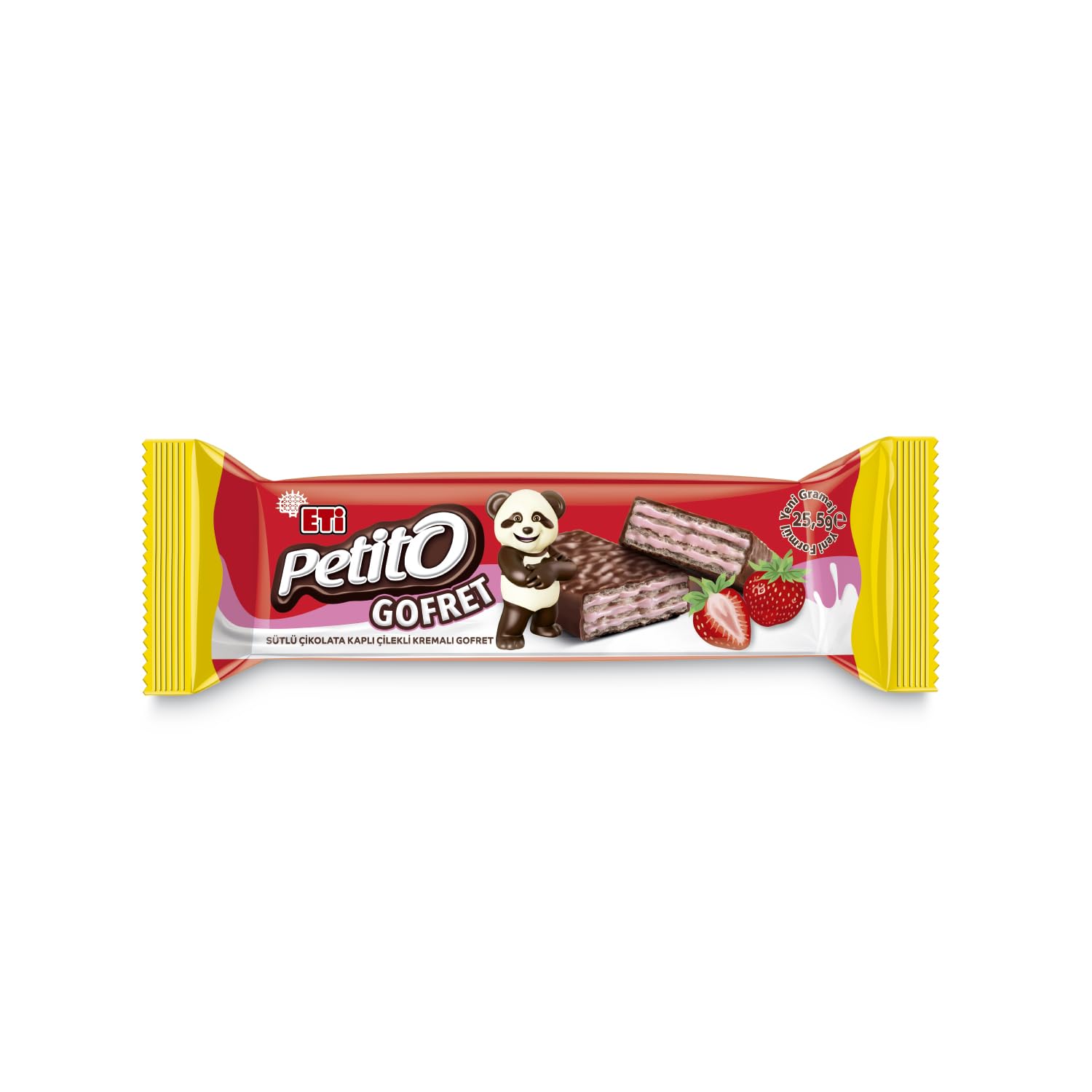 Eti Petito Sütlü Çikolata Kaplı Çilekli Kremalı Gofret 25.5 g x 35 Adet