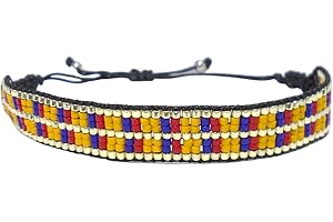 Pulsera tejida a mano de cuentas Miyuki Delica bandera de Colombia