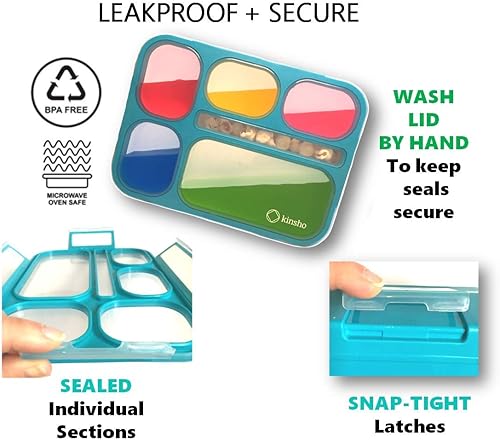 Miniatura 4 de Paquete de 2 loncheras Bento para niños y adultos (azul y rosa) + 2 loncheras pequeñas Bento para niñas y niños (azul y rosa)