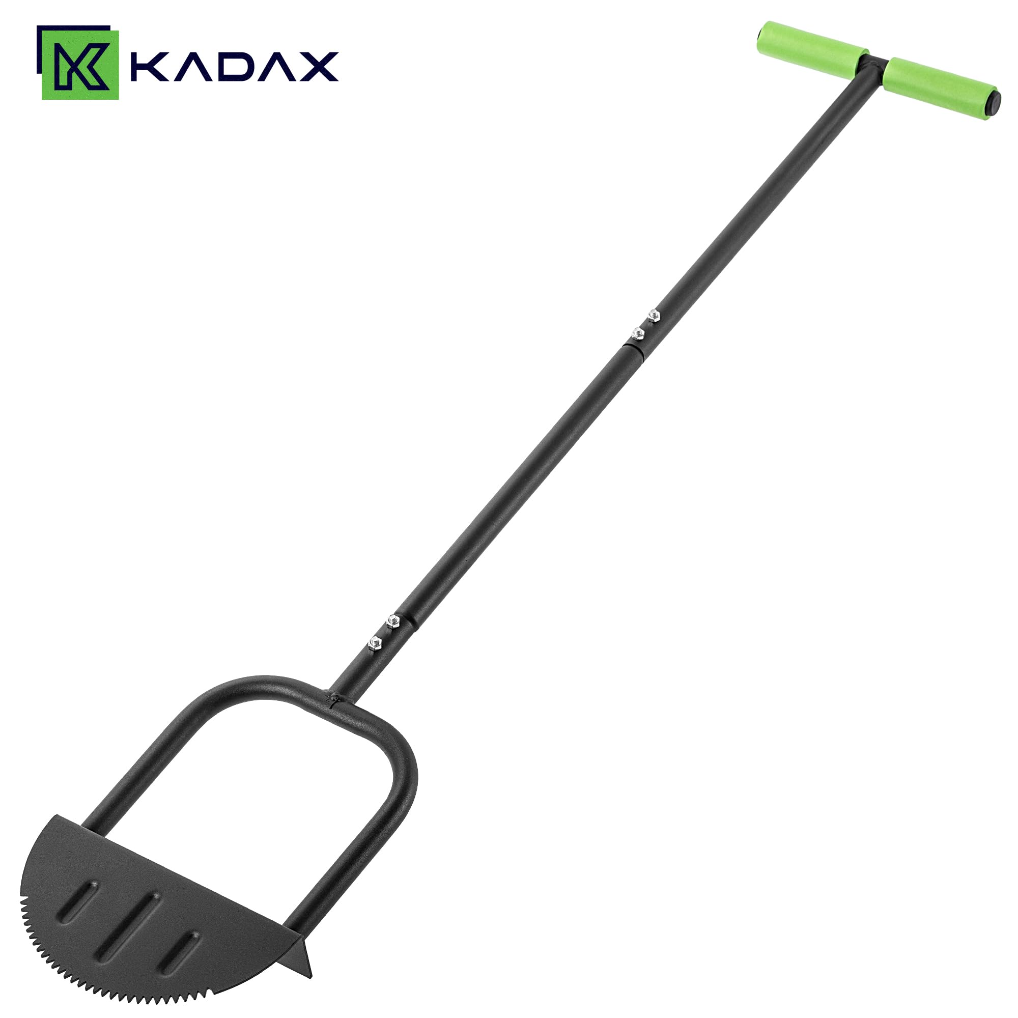 KADAX Coupe-bordures de pelouse 23 x 118 cm avec lame dentelée, coupe-bordures manuel en acier pour des bords de pelouse précis - Coupe-bordures de jardin avec poignée en T