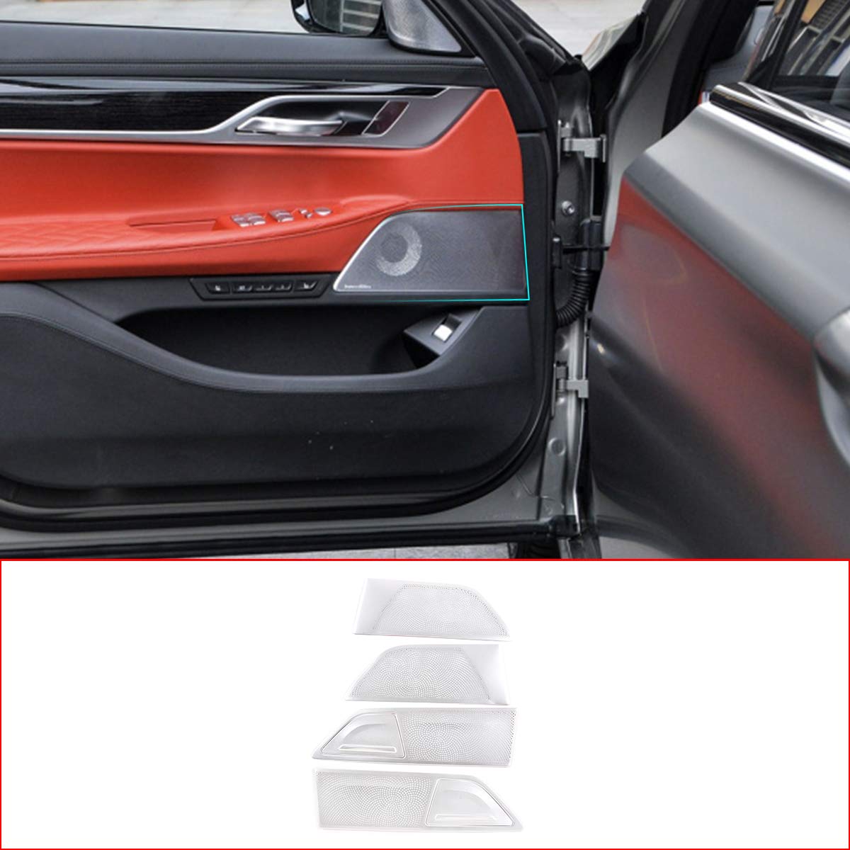 6 szt. Osłona głośnika do drzwi samochodu ze stopu aluminium Osłona panelu Akcesoria samochodowe do serii 7 G11 G12 2016-2020