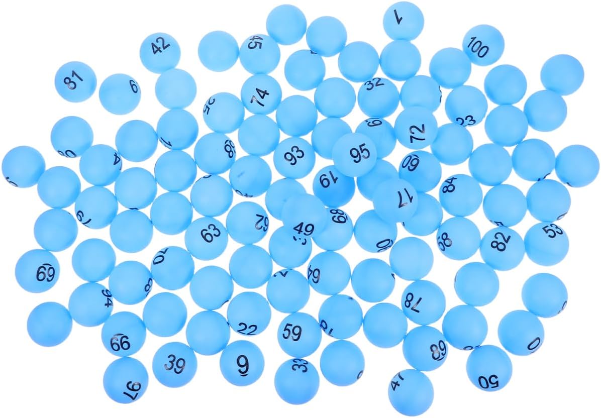 Toyvian 100pcs Numbered Balls 1-100 Balls Table Tennis Printed Pong with Numbers for DIY Project Bingo Game Entertainment - Blue