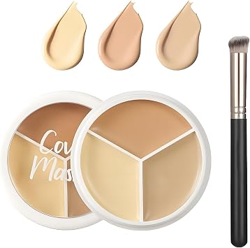 Compact 3-Color Cream Concealer Palette - Travel-Sized Full Coverage Waterproof Formula For Smooth Natural Finish & Eye Colour Correction, Lightweight Creamy Trio For Uniform Skin Tone & Effortless