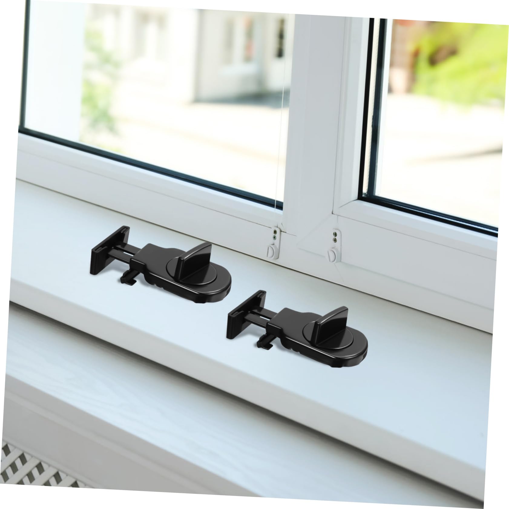 HOMSFOU 4 Ensembles Serrure Auxiliaire De Fenêtre Loquet De Ventilation Loueur Serrure De Fenêtre Protection De Fenêtre Verrouilleurs Locks De Sécurité Fenêtre S'arrête Black 2 Pièces * 4