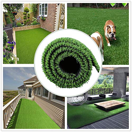 Artificial Grass 1mx3m High Density Fake Turf Quality Non Fade Sturdy Durable Natural Realistic Looking Great for Exterior Patio Lawn Dogs Pet Outdoor Decoration - Green