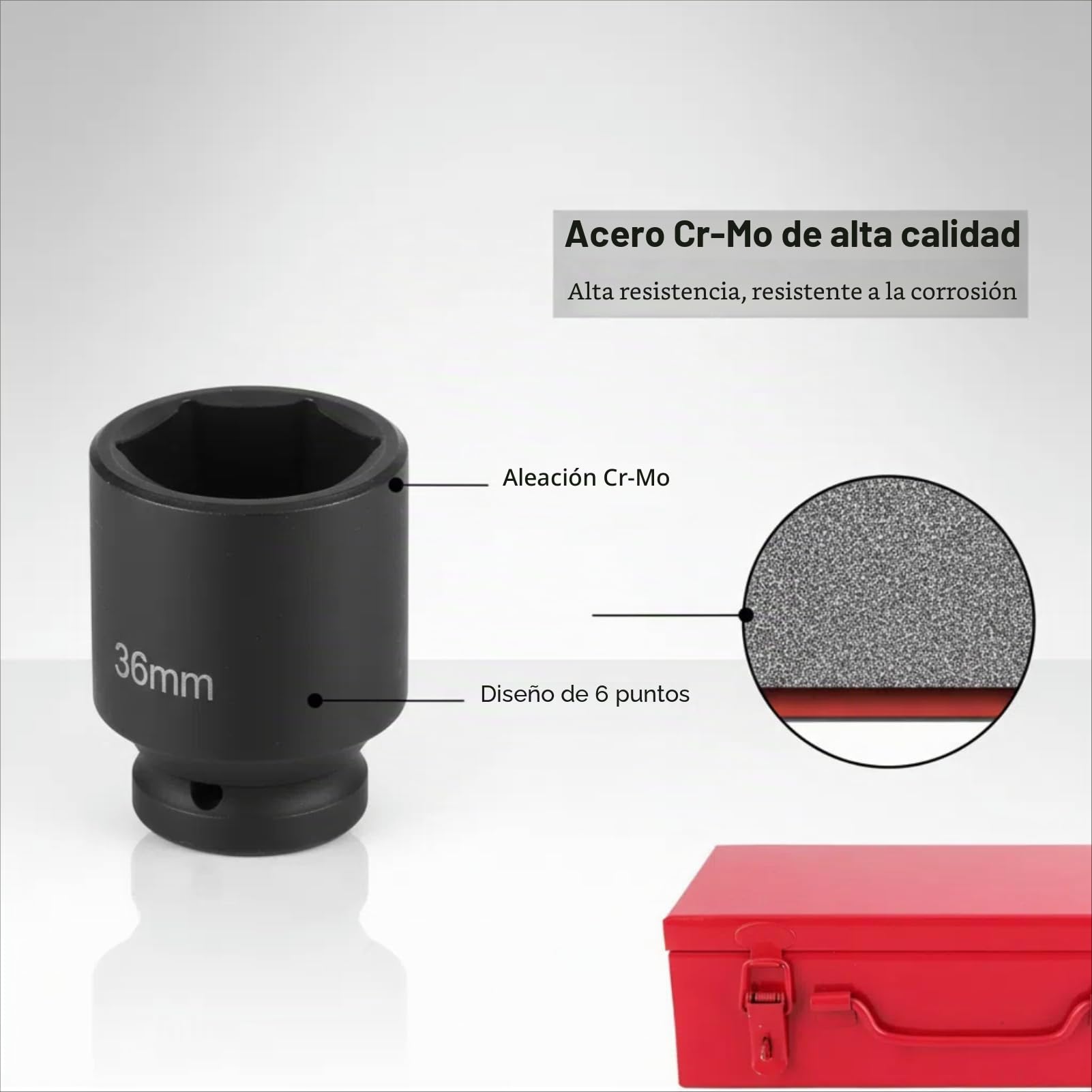 10 piezas 3/4" Juego de llaves de vaso de trinquete Juego de llaves de vaso de impacto hexagonal Juego de llaves de vaso de impacto de 6 puntos Juego de llaves de vaso hexagonal