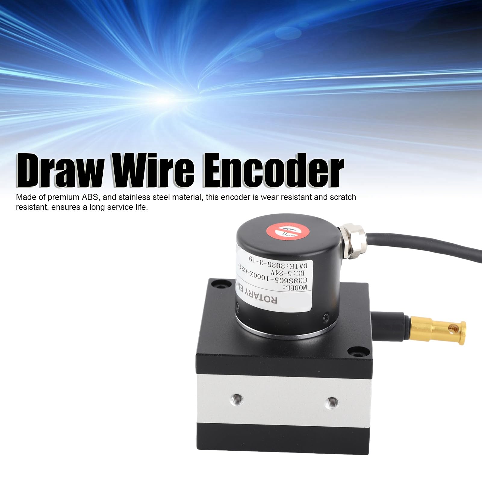 Codador de Cable de Dibujo 38 Mm para una Medición Lineal Precisa en Cilindros y Máquinas Prueba | Codificador Cable Incremental DC 8-24V