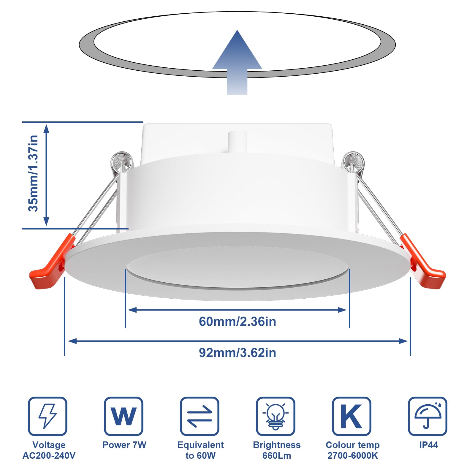 LED Einbaustrahler RGBW mit Fernbedienung 7W, LED Spots 230V Deckenspots IP44 Einbauspots Flach 2700K-6000K Dimmbar mit Farbwechsel Für Badezimmer Küche 3inch 68mm-85mm 12er-Pack