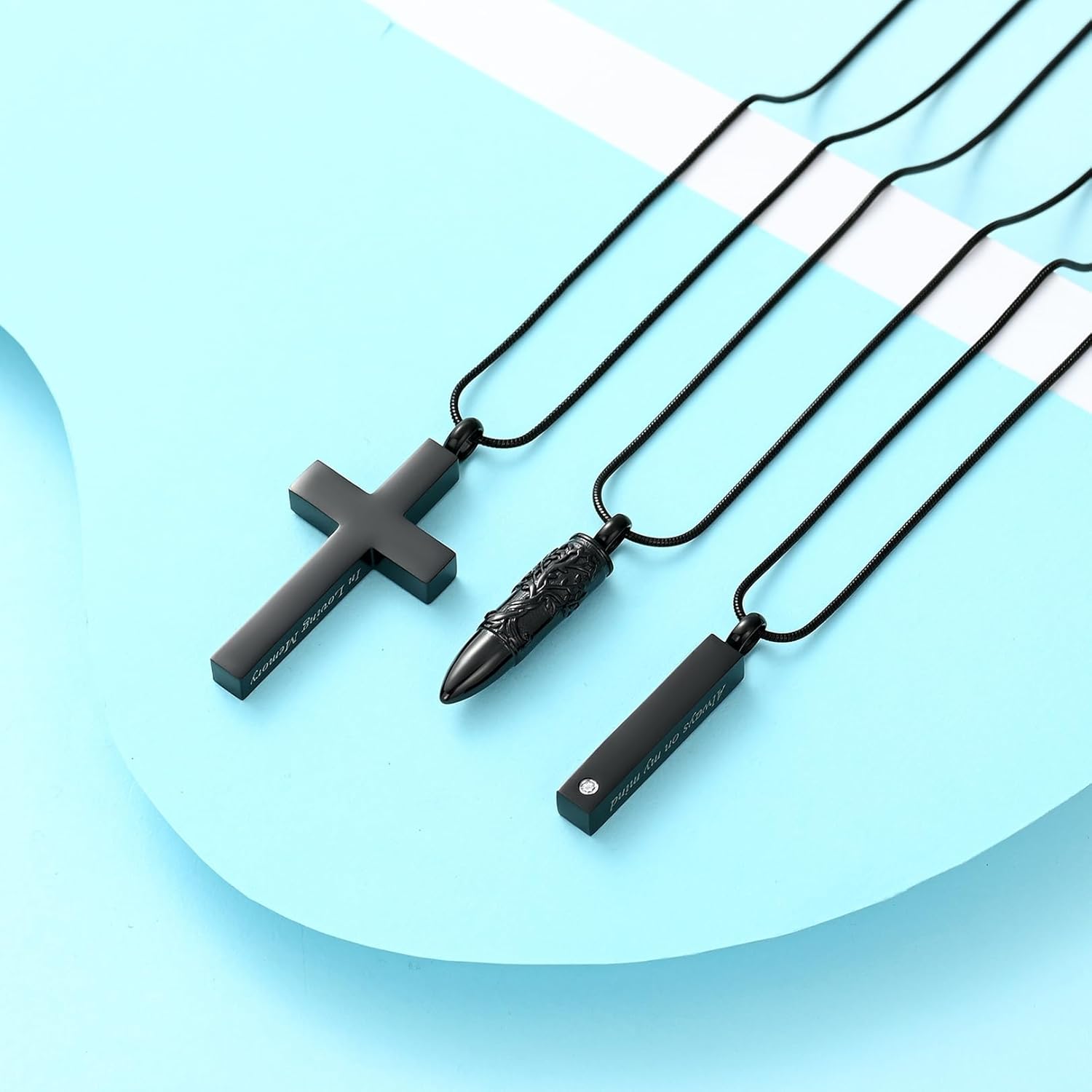 Hearbeingt 3 Pack Cremation Jewelry Urn Necklace for Ashes for Women Men, Cross Infinity Bar Urn Pendants for Human Ashes Adult Memorial Lockets Ash Jewelry - Image 2